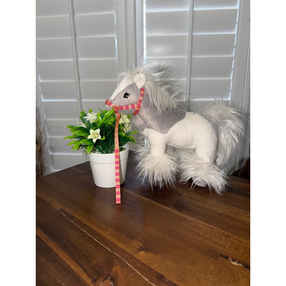 American Girl Doll Wellie Wishers White and Grey Horse Stuffed Animal 10 Inch